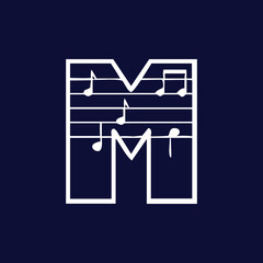 music m latter logo design