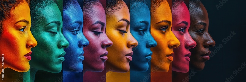 Aufkleber the artwork features diverse faces in vibrant colors, illustrating the division and biases that sepa