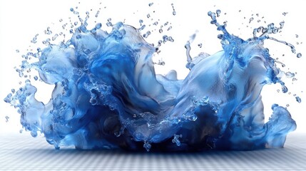 3D render of a blue wavy water splash clip art isolated on a transparent background, natural liquid sphere shape.