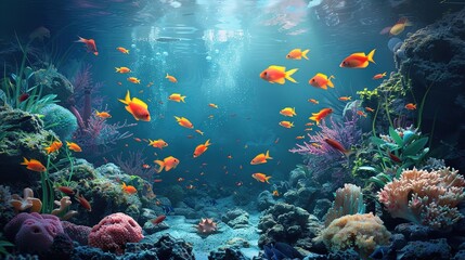 Naklejka premium Fish underwater pattern wallpaper