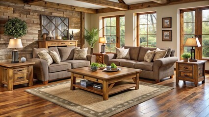 Fototapeta premium farmhouse furniture essex rustic wooden living room set