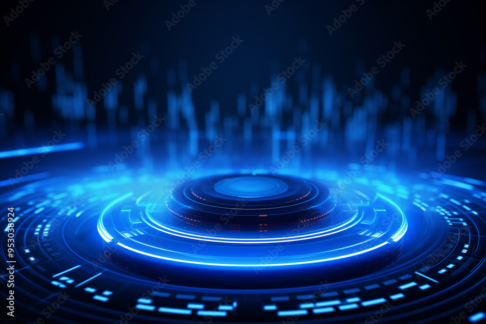 Wall mural abstract technology digital circle line electronic network data innovation concept background.