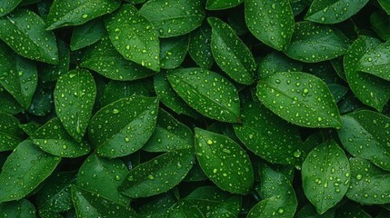 Fototapeta premium A close-up of a cluster of tropical green leaves.