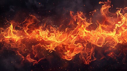 Fototapeta premium Realistic fire and flame overlays, burning effects, 
