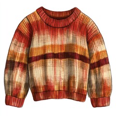 Obraz premium A cozy sweater clipart, fall fashion, knitted texture, warm colors, digital painting, isolated on white background