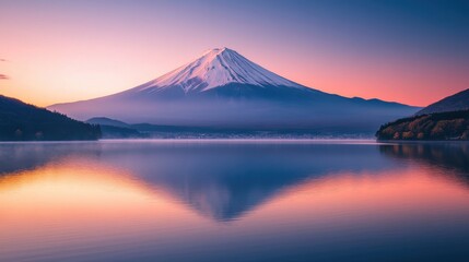 Mount Fuji with lake