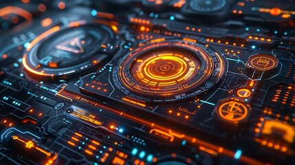 3D render of futuristic user interface elements, 