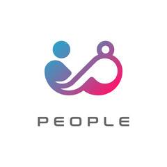 People logo design, human with infinity combination, people Logo design template, vector illustration