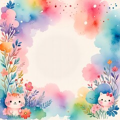 frame with flowers and butterflies