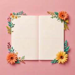 notebook with flowers and leaves