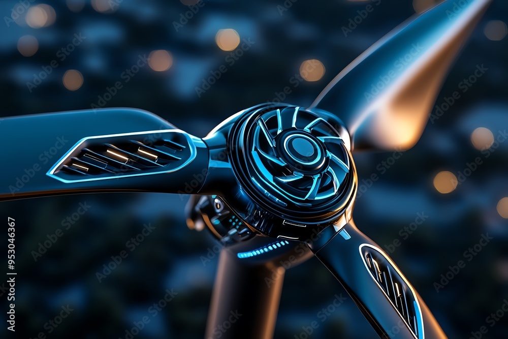 Poster clean energy technological advancements are highlighted in a futuristic illustration of a state-of-t