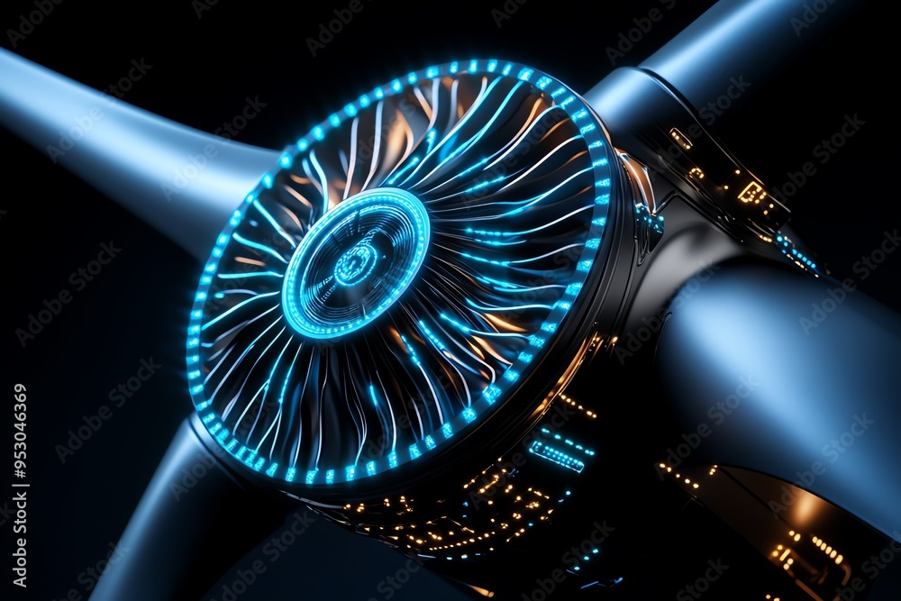 Poster clean energy technological advancements are highlighted in a futuristic illustration of a state-of-t