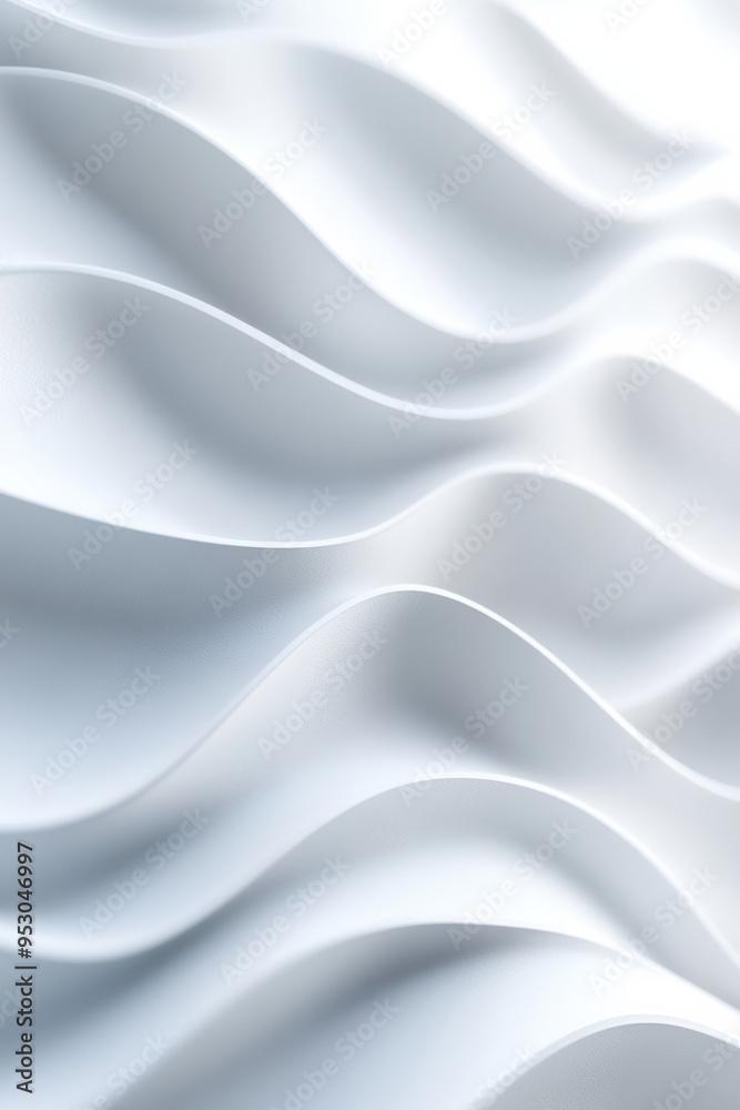 Poster abstract fluid white wave pattern background with smooth and elegant curves, creating a serene and m