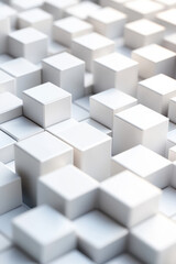 Obraz premium Abstract of numerous white cubes arranged in a pattern, creating a modern and minimalist geometric background.