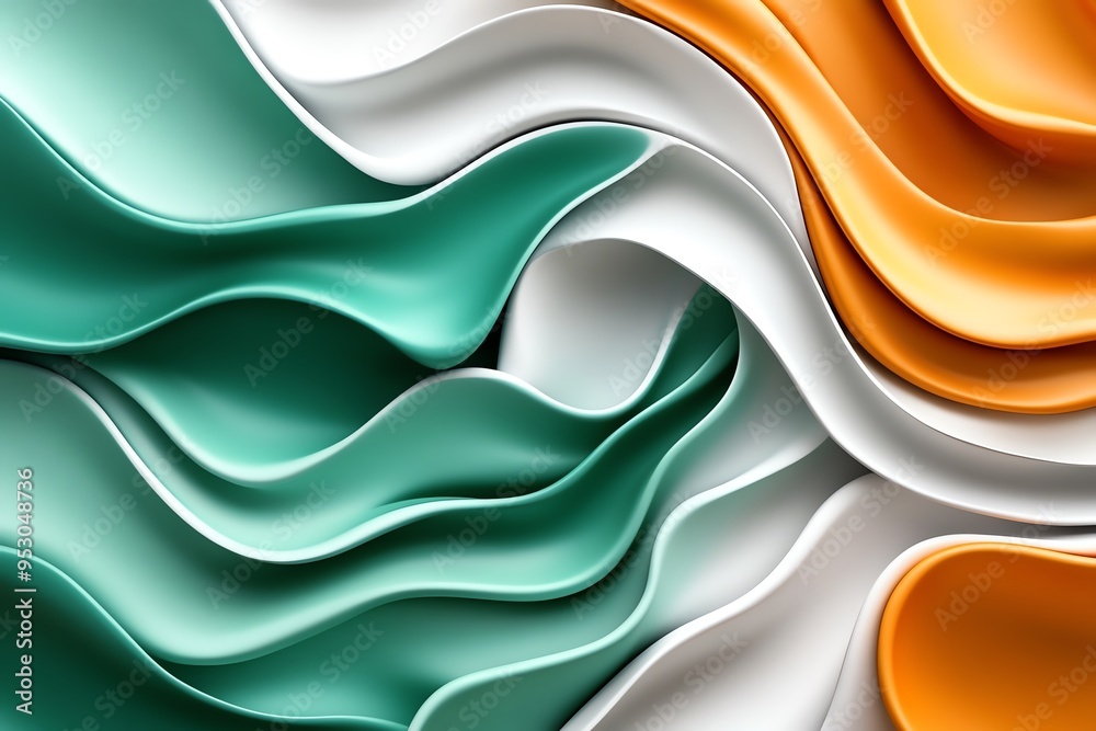 Poster Mint color abstract patterns with flowing and organic shapes, depicted in an artwork where abstract patterns in mint and pastel tones flow together, creating an organic and soothing design