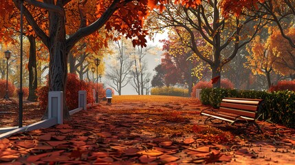autumn park pattern wallpaper