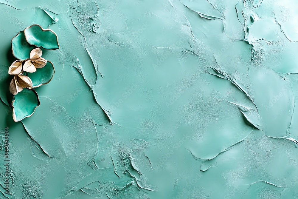 Poster Mint color minimalist art with subtle textures and soft tones, depicted in an artwork where minimalist art features subtle textures and soft tones in mint and pastel shades, creating a calming