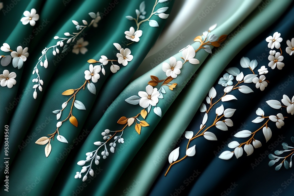 Poster mint color nature-inspired patterns with delicate details, captured in a photo where patterns featur