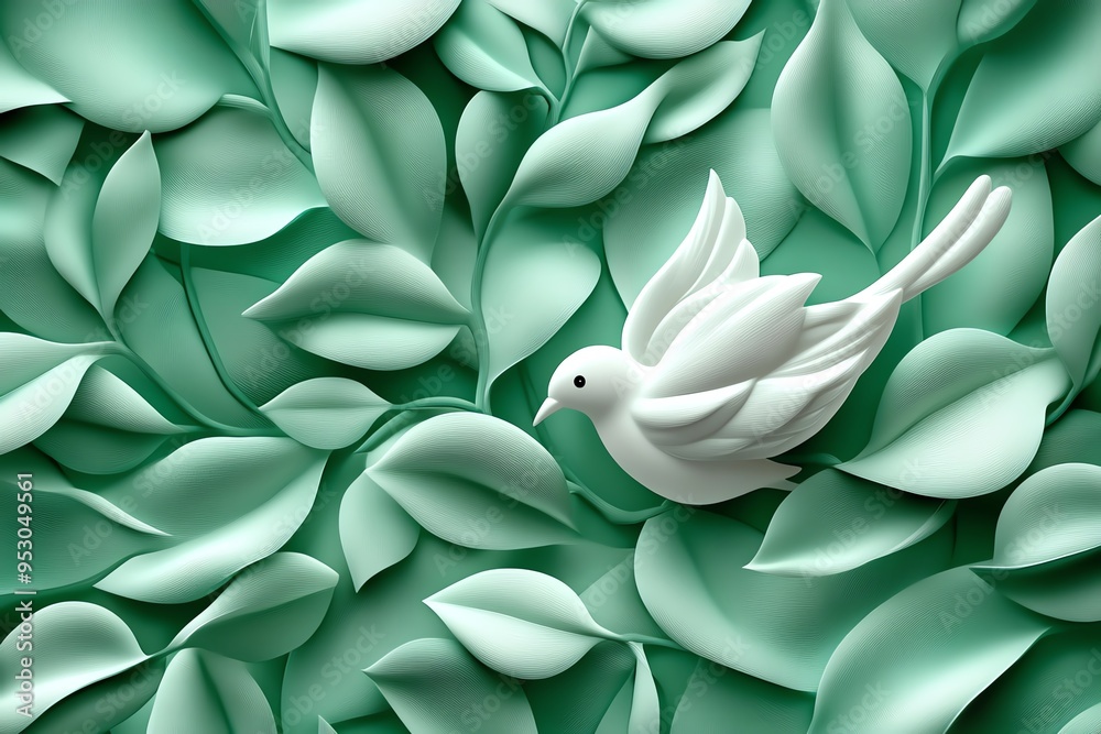 Poster mint color nature-inspired patterns with delicate details, captured in a photo where patterns featur