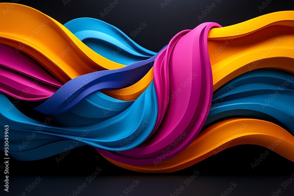 Poster Neon color abstract art with bold and expressive shapes, illustrated in a scene where abstract art features bold, expressive shapes in neon colors, creating a dynamic and visually exciting composition