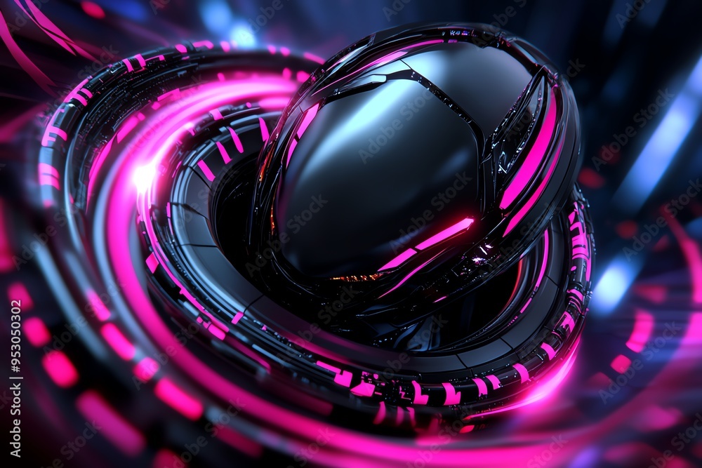 Poster neon color digital art with abstract and futuristic elements, illustrated in a scene where digital a