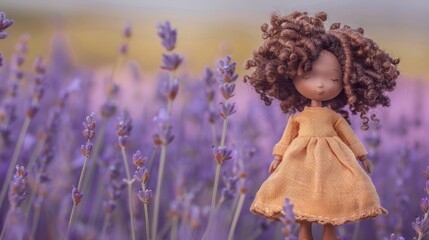 Fototapeta premium Doll in a Lavender Field..
