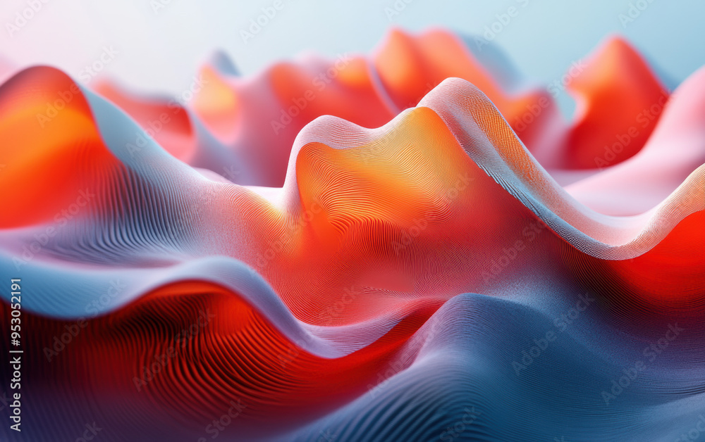 Wall mural vibrant abstract digital art featuring smooth waves and vivid colors, creating a dynamic and modern 