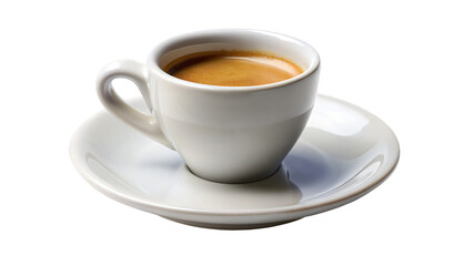 Isolated closeup of a steaming cup of espresso