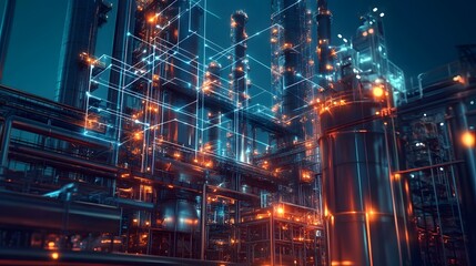 A cityscape with many buildings and a lot of lights