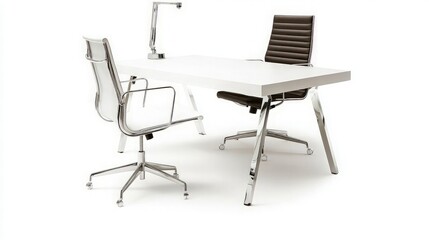 Fototapeta premium Modern Office Desk with Two Chairs