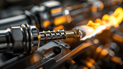 A 3D render of a spark plug wrench in action