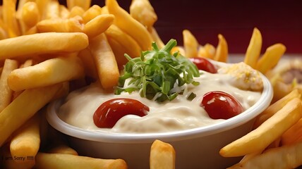 french fries and ketchup