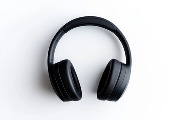 Black headphones isolated on white background