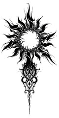 Tribal Sun tattoo flash styles illustration