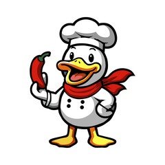 a cartoon character with a red scarf holding a hot pepper.