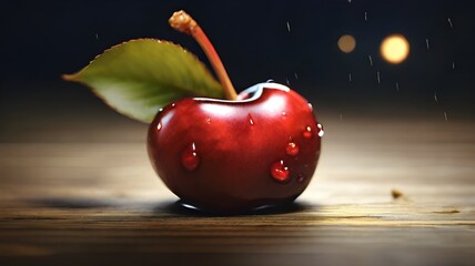 red apple on black background
