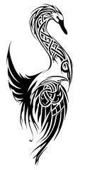 Obraz premium Tribal Swan Tattoo very simple traditional tattoo flash styles illustration