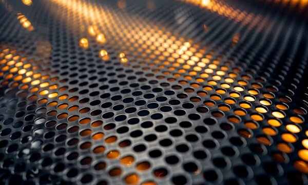 Abstract Metal Mesh with Glowing Lights