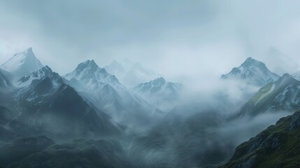 Obraz premium foggy mountain pattern wallpaper