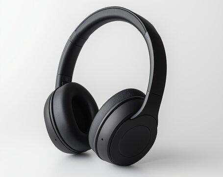 Black headphones isolated on white background