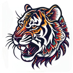Tribal Tiger Tattoo very simple traditional tattoo flash styles illustration