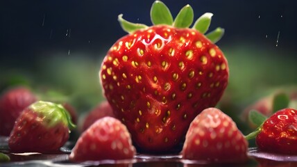 strawberry on a black