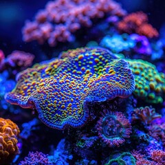 Obraz premium Vibrant Coral Reef with Yellow and Blue Colors