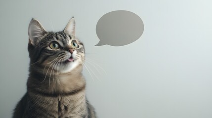Obraz premium Funny Cat with Speech Bubble for Your Text
