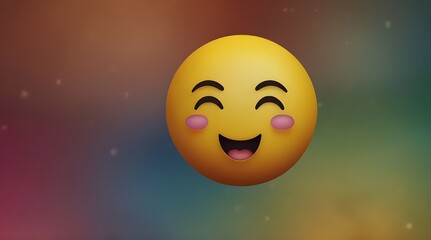 Fototapeta premium Image of winking face emoji icon against blurred background.generative.ai 
