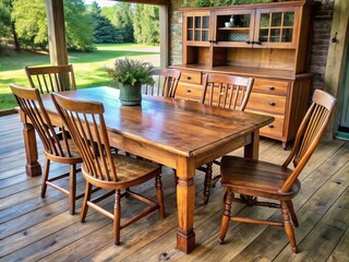 Obraz premium rustic farmhouse oak furniture refinishing project