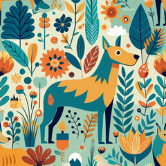 A Playful Dog in a Whimsical Garden