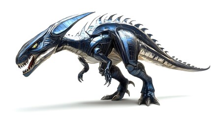 Fototapeta premium Metallic Dinosaur D Render Cybernetic Creature