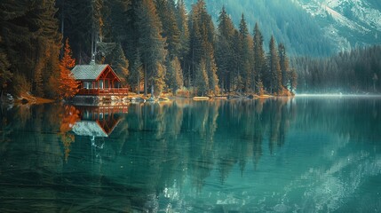 Obraz premium Serene lake pattern wallpaper