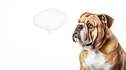 Obraz premium Bulldog Thinking Thought Bubble White Background Dog Pet Animal